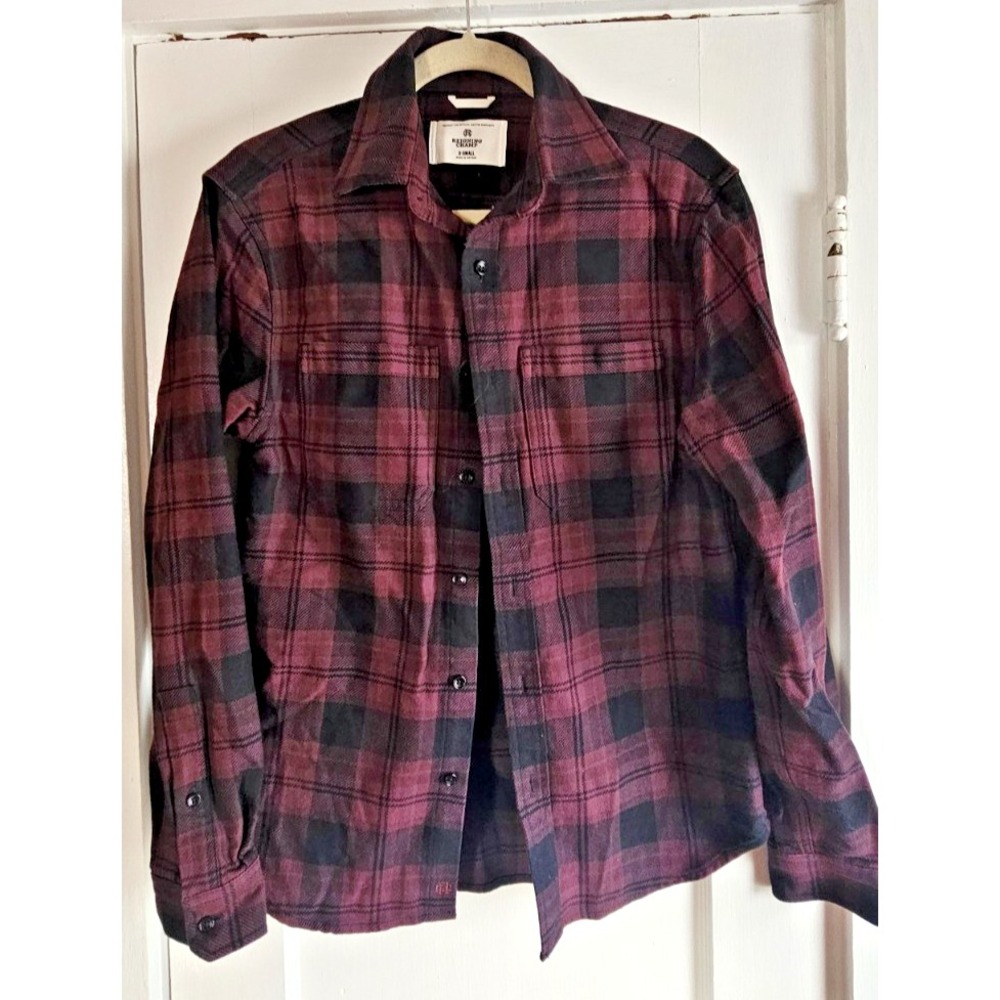 REIGNING‎ CHAMP mans X-SMALL cotton plaid union standard shirt thick